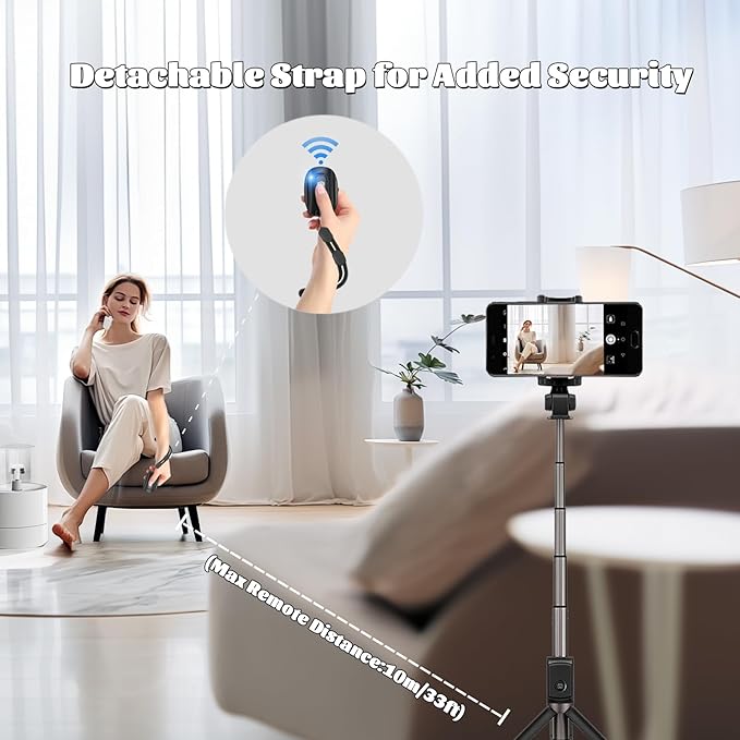 VYVIYON Bluetooth Camera Remote Shutter for iPhone and Android Smartphones, Rechargeable Wireless Phone Remote Control,Selfie Button for Photos and Videos, Charging Cable Included-Black
