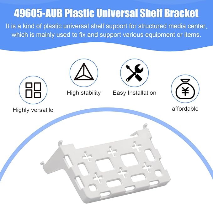 2PCS 49605-aub Structured Media Panel Accessories Enclosure Universal Shelf Mounting Bracket for Leviton Media Panel -That Supports 20lbs of Weight - White
