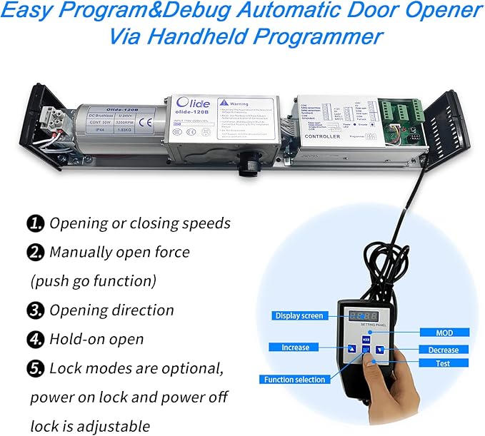 Olideauto Commercial Door Opener Automatic Touchless Sensor Open for Commercial Front Door No Touch Open with 2PCS Wired Touchless Hand Sensor Switches