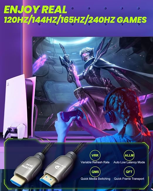 HDMI 2.1 Cable 15 ft 48 Gbps, Ultra High Speed HDMI Cable, 4K HD 120Hz 144Hz 2K - Image 4