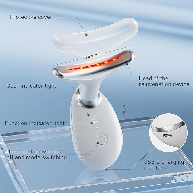 Cocobeen Face Neck Tool for Skin Care, Electric Neck Face Lifting Device for Wrinkle Removal (White)