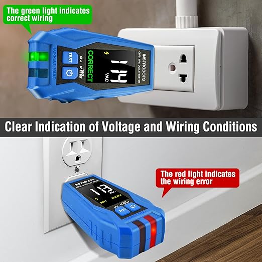 INSTRODOTS Circuit Breaker Finder, Digital Breaker Finder with GFCI Outlet Tester, AC 90-135V Electrical Circuit Tracer with Buzzer Alarm & Color LCD Display, Includes Batteries & Carrying Case