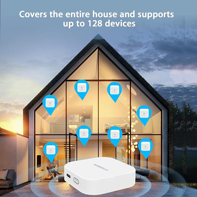 Easebloom Water Leak Detector for Home - Hub & Mini Water Leak Sensor 4-Pack,App Notifications,Sensors for Kitchen/Bathroom,Smart Water Leak Sensor