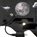 USB Power Moon Projector Night Light with Dolphins and Whales Flying Around,Angle Bendable and Image Clearness Adjustable Moon Atmosphere Projector, Christmas Birthday Gift
