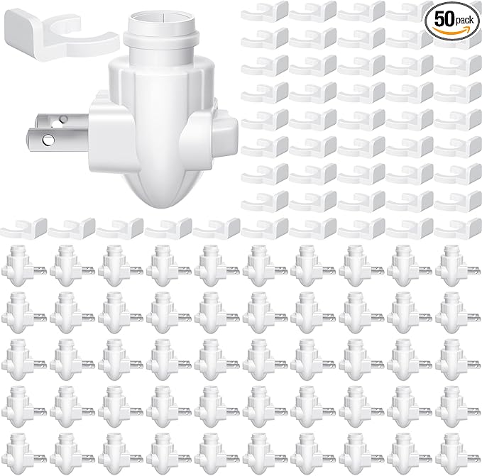 Tuanse 50 Sets Plug in Night Light Module Night Light Base with Shade Mounting Clip Plastic Lights Rotating Base for Making Your Own Decorative (White)