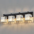 FDPBY Modern Bathroom Vanity Light 4-Lights Plating Black Crystal Bathroom Wall Light Vanity Light Fixtures