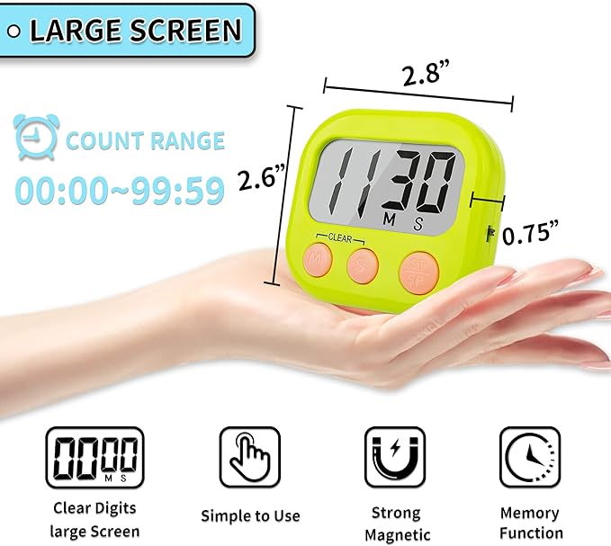 Classroom Timers for Teachers Kids Large Magnetic Digital Timer Teacher Supplies 12 Pack-Blue Green