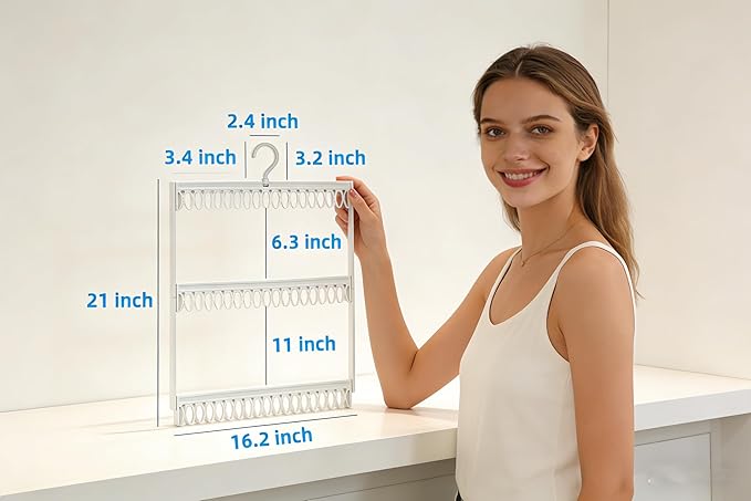 Socks Drying Racks Hanger Socks Organizer Hook Hanger with 54 Clips, Clothes Drying Racks Windproof for Drying Socks Bras Underwears Baby Clothes, Hats Scarfs Towels Pants and Gloves Diaper (Grey)