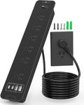 Inhwatek Recessed Power Strip with 20W USB C Port, Flush Mount Power Strip Surge Protector, 6Ft Flat Plug Extension Cord, Space-Saver Recessed Outlet for Furniture Side Table