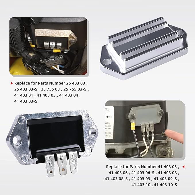 Voltage Regulator Rectifier Replaces for Kohler 8-25 HP Engine,Fit Part Number 41 403 09,41 403 10-S,25 403 03-S,41 403 04,41 403 05,41 403 06,41 403 08