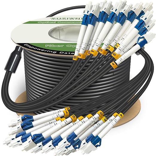 300 Meters 12 Core Industrial TPU LC to LC Outdoor Armored Fiber Optic Cable by YUTIANHOME