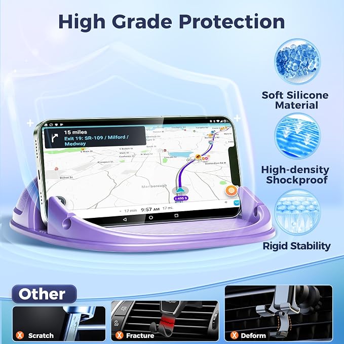 Loncaster Car Phone Holder, Car Phone Mount Silicone Car Pad Mat - Image 3