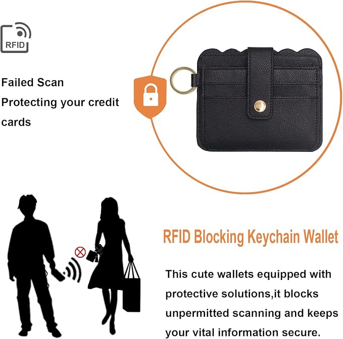 Keychain Wallet Wristlet Small Credit Card Holder Bracelet Key Chain Purse - Image 4