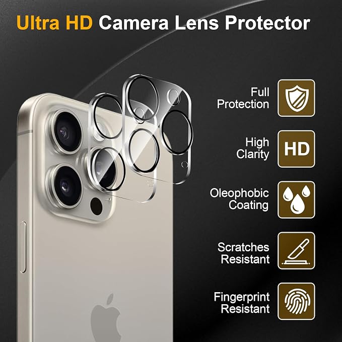 3 Pack Camera Lens Protector for iPhone 14 Pro Max/iPhone 15 Pro Max/iPhone 14 - Image 5