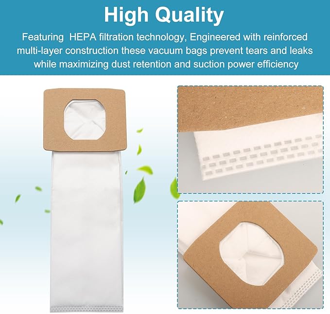 OGGOGOE 10 Pack Vacuum Bags for Hoover Platinum Canister Vacuum Cleaner, Type I Hepa Filtration vacuum cleaner bags Replace Part AH10005