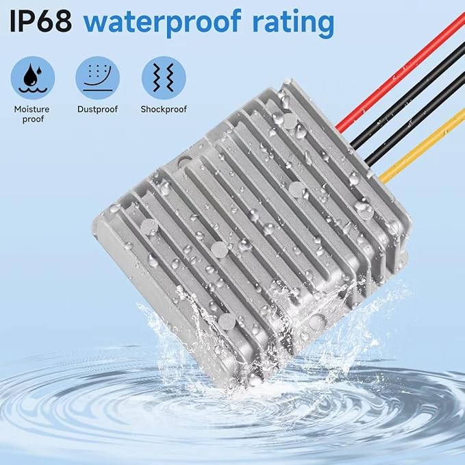 Acridine 20A 240W DC 24V 48V 36V to 12V Step Down Converter Golf Cart Voltage Regulator Reducer Waterproof Buck Transformer Wth Fuse