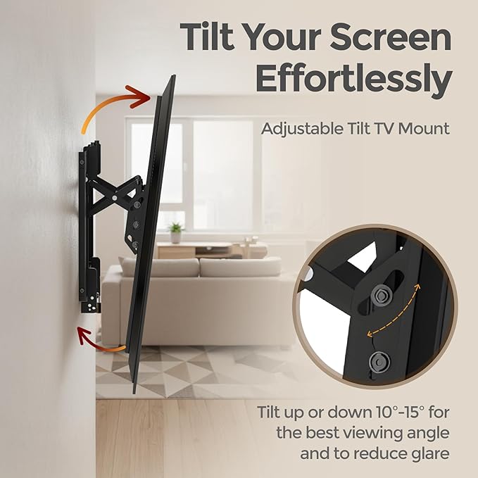 ynVISION.DESIGN Tilt TV Wall Mount for Large TVs 55-105 in | Tilt & Swivel | Pulls Out 7in for Easy Access | Max VESA 1000x600 mm & 176 lbs | Designed to hit 3 Studs | Anti-Theft & Slides to Center