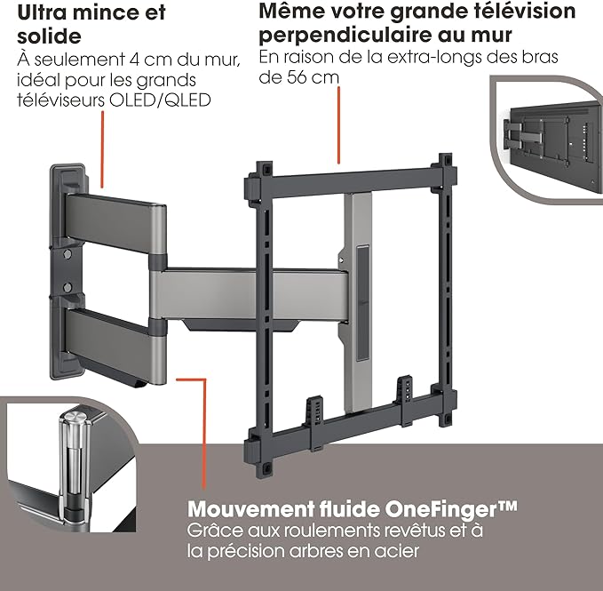 Vogel's TVM 5445 Full-Motion Ultra-Thin TV Wall Bracket for 32-65 inch TVs, Max. 77 lbs, Swivels up to 180°, Full-Motion TV Mount max. VESA 400x400, Universally Compatible