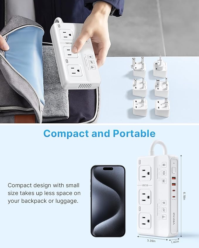 220V to 110V Voltage Converter, VINTAR 2000W Universal Travel Adapter Voltage Converter US to Europe, International Step Down Transformer Power Converters Adapter Combo for EU UK JP AU in SA