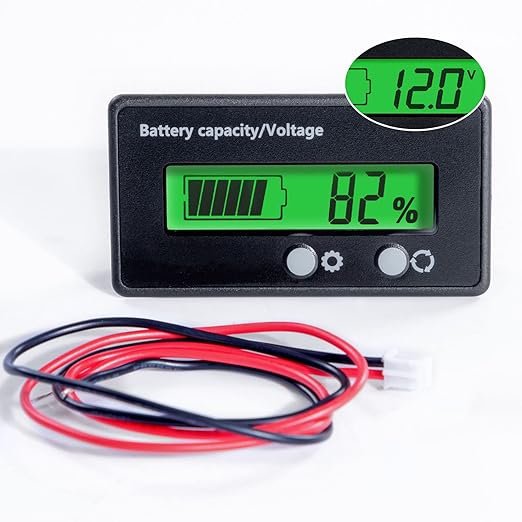 Battery Monitor with Bracket DC 12V 24V 36V 48V 60V 72V 84V Car Motorcycle Golf Cart Battery Voltage Meter Digital Capacity Indicator Gauge Voltmeter Testers for Acid & Lithium ion Ba-ttery