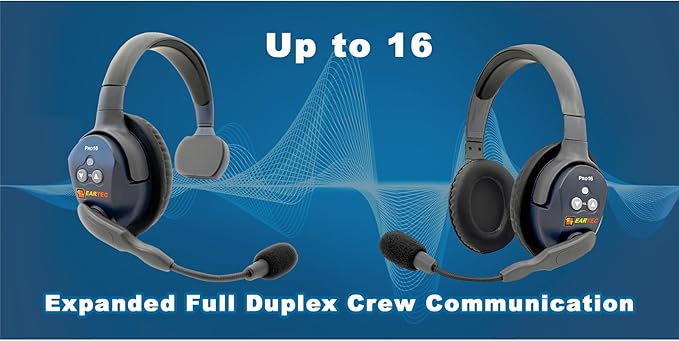 Eartec Ultralite PRO16-DR Dual Ear Add-On or Replacement Remote Headset, PRO16 Version only, Full Duplex Wireless Communication, Includes Rechargeable Battery and SolidSignal Cleaning Wipes