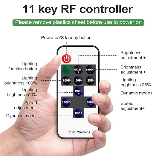 Taoellen 11 Key RF Mini Wireless Remote Controller with DC 5-24V for 3528 5050 COB Single Color LED Strip Lights Wireless Switch Control Dimmer