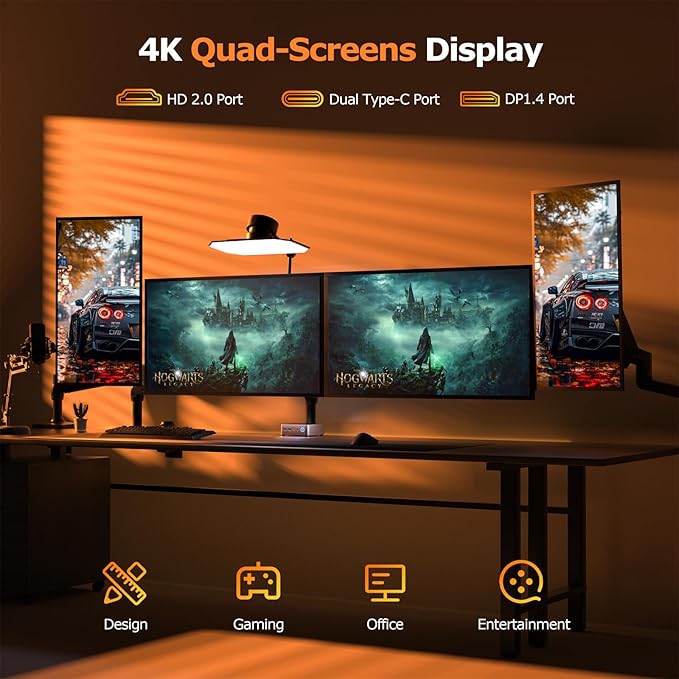 PELADN Gaming Mini PC 7735U(Beats 5825U) 32GB Dual DDR5, 1TB PCIe3.0 SSD - AMD Ryzen 7 7735U Mini Computers with Dual Type-C, WO7 Mini Desktop Computer with RJ45 LAN, WiFi6, BT5.2, USB