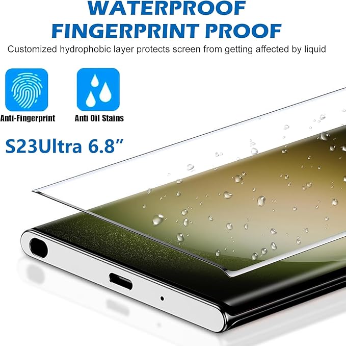 3 Pack Galaxy S23 Ultra Screen Protector, HD Clear Tempered Glass, Fingerprint - Image 5