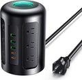 Yegosh Power Strip Tower Surge Protector with 12 AC Outlets & 5 USB Ports (2 USB C), 5 Feet Extension Cord with Multiple Outlets, Keyhole Slots, Charging Station Desk Supplies for Home Office Dorm