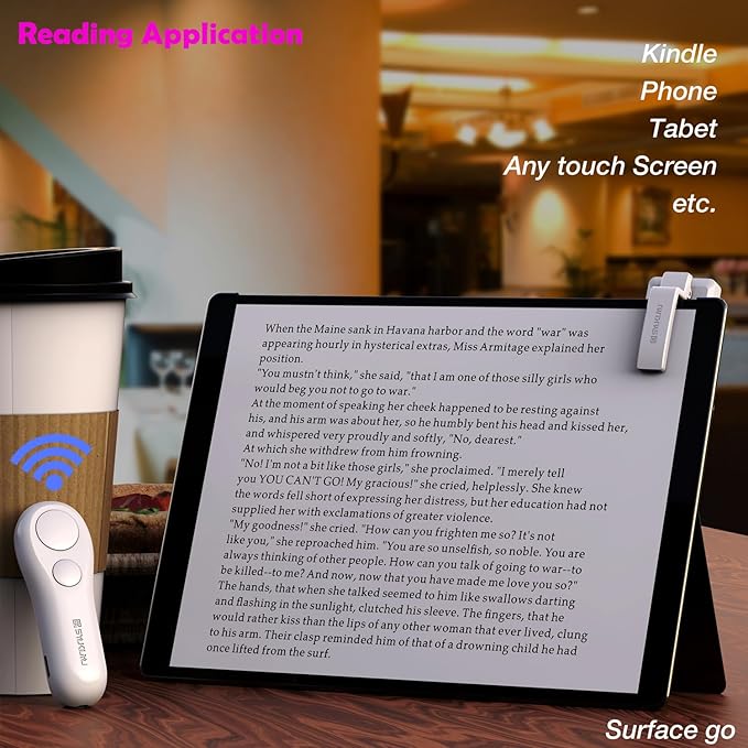 SK SYUKUYU RF Remote Control Page Turner for Kindle Reading Ipad Surface Comics, iPhone Android Tablets Reading Novels Taking Photos(White)