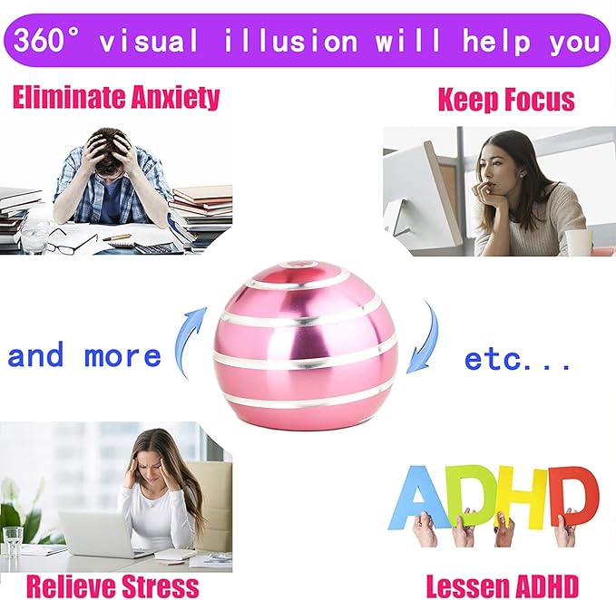 Desk-Fidget-Toys for Kinetic-Toy: Cool-Gadgets Cool-Stuff for Adults Kids Teens, Spinning Up to 180 Seconds, Stress Relief Toy for Christmas Optical-Illusion Gift for Office School Home Women Men