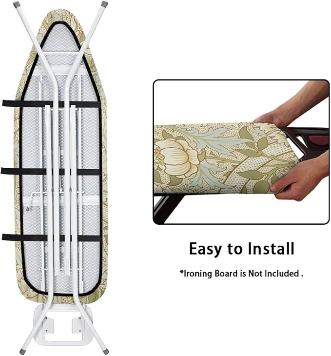 ZCFYGDX William Morris Prints Ironing Board Cover Easy Install St&ard Size with Elastic Edge 3 Bottom Nylon Buckle Straps Breathable Ironing Decor Suitable for Wide Ironing Board House Decor Size-XL