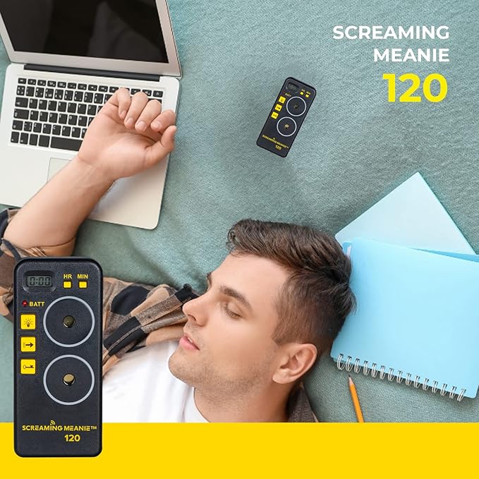 Screaming Meanie TZ-120 Extremely Loud Alarm Timer, Multi-Purpose Timer with 2 Sound Levels Perfect for Heavy Sleepers, Truckers, or Travelers (9v Battery Included) - Black