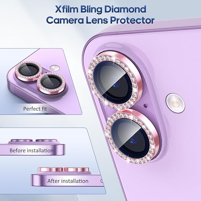 for iPhone 17 Camera Lens Protector Bling, Individual Diamond Metal Ring - Image 5