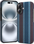 toushion 3 in 1 for iPhone 16 Case Carbon Fiber Red&Blue, Fits MagSafe by Unknown