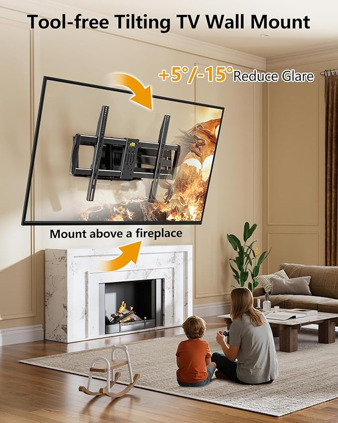FORGING MOUNT 43–110 inch Long Arm Full Motion TV Wall Mount Holds 176 lbs, VESA 900x600mm, 42.8″ Long Extension for Screen Centered on Living Room,Heavy Duty TV Mount, Tilt, Fits 12″/16″/24″ Studs,