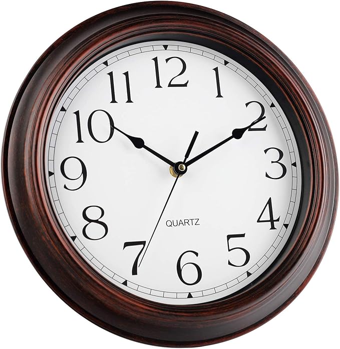 KECYET 12 Inch Wall Clocks Battery Operated Silent Non-Ticking Wall Clock Vintage Retro Rustic Style Decorative for Living Room Kitchen (Bronze)
