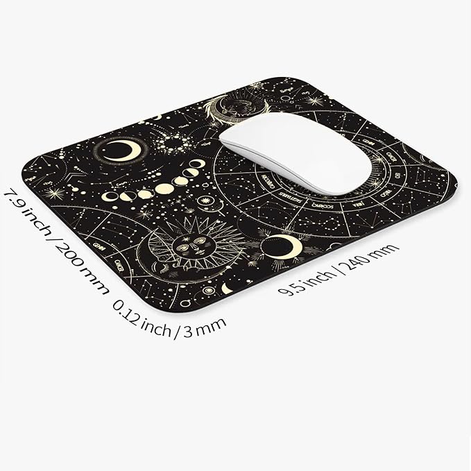 Armanza Square Mouse Pad Moon Sun, Personalized Premium-Textured Custom Mouse Mat Design, Washable Mousepad Cloth, Non-Slip Rubber Base Computer Mouse Pads for Wireless Mouse