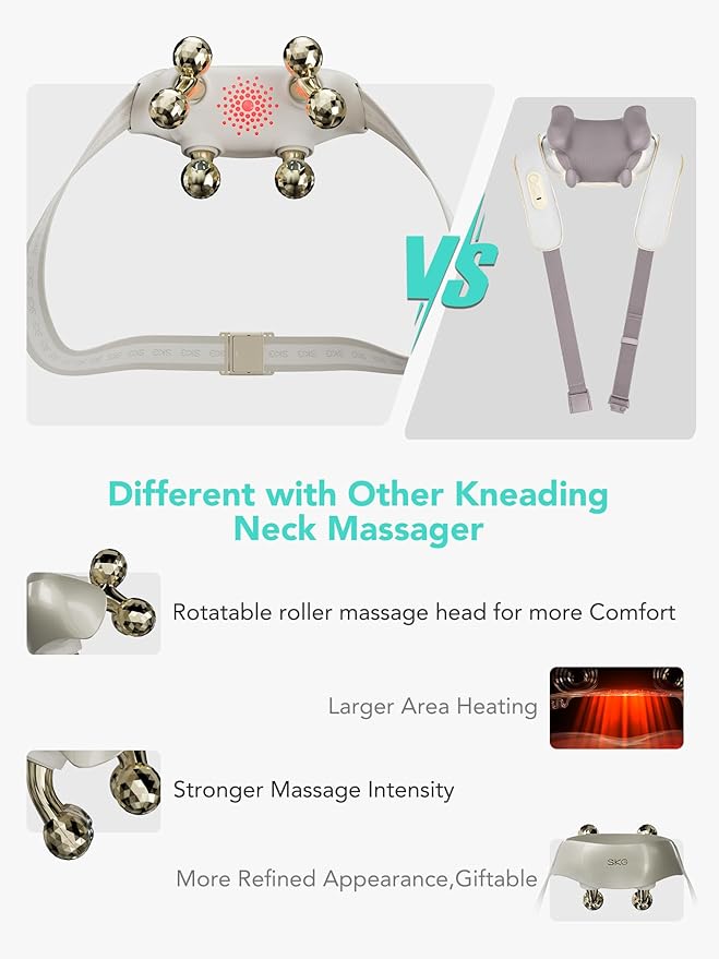 SKG Neck Massager for Pain Relief Deep Tissue Shiatsu Cordless Neck and Shoulder Massger with Heat Birthday Gifts for Men Women Dad Mon Grandpa H7 Ultra E