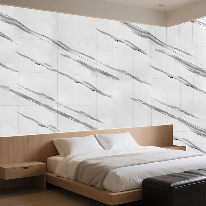 Wall Panels Peel and Stick，PVC Imitation Artificial Marble Tiles Sticker，10 pcs 23.6" L x 11.8" W，Heat-Resistant Backsplash Tile，Ideal for Kitchen Bathrooms Living Rooms Bedrooms.