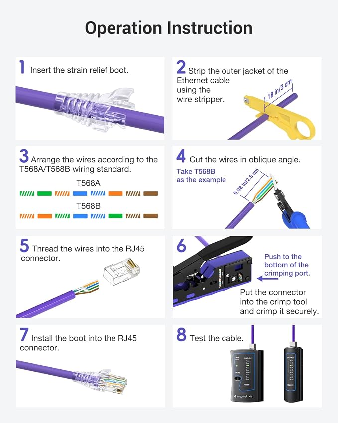 VCELINK RJ45 Crimp Tool Kit for CAT7/6A/6/5E/5, Upgraded Network Tool Set - Image 8