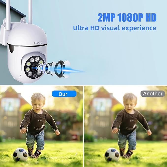 CKK 1080P Security Camera Outdoor Corded Power, 2MP PTZ WiFi Home Camera - Image 4