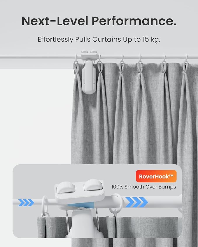 SwitchBot 2025 Automatic Curtain Opener 3 Rod- with Remote, WiFi&Smartphone Control, Upgraded High-Performance, Add Hub to Compatible with Alexa, Google Home, HomeKit (2025 Curtain Opener)