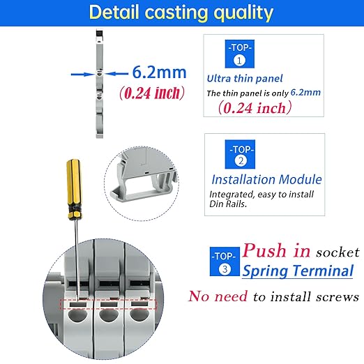 UL Listed 2Pcs Electromagnetic Relay for PLC;24V Relay Din Rail; 24VDC and 24VAC Both; SPDT with Push in Socket 6A 250VAC No Screw