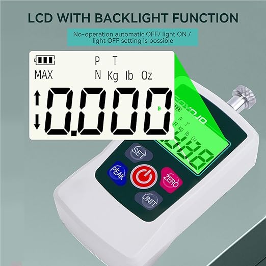 GOYOJO Digital Force Gauge High-Precision Push-Pull Meter for Tension & Compression Testing Units (N, kg, lb, oz) Real-Time/Peak/First Peak Modes Ideal for Quality Control & Material Testing (2N)