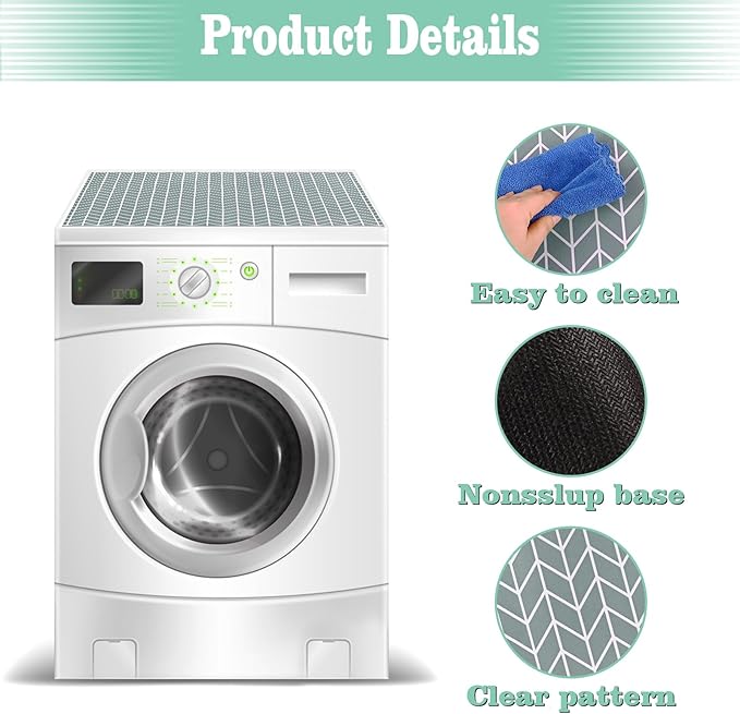 Actvty Washer and Dryer Covers for the Top, 2 Pieces 25.6'' x 23.6'' Washer Dryer Top Protector Mat, Diatomite Rubber Washing Machine Top Covers Non-Slip Scratch Protection Dust-Proof