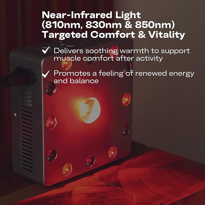 EMR-TEK Firewave | Red Light Therapy for Face & Body, Blend of Red (630nm 670nm) & Near-Infrared (830nm) Light | Portable LED Lamp for At-Home Skincare Wellness, Supports Recovery & Full-Body Sessions