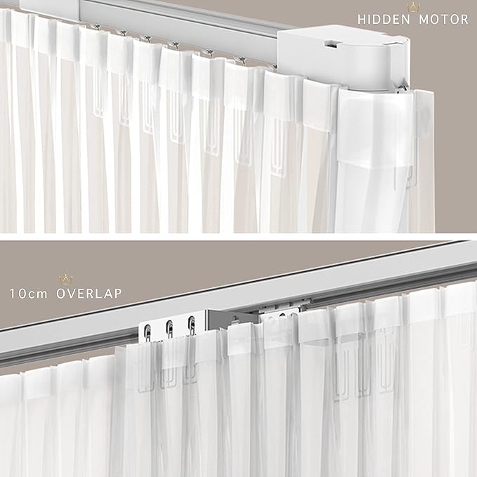 Quoya Smart Electric Curtain Track AT5810【Up to 3m(118in) - Motorised and Adjustable 】, with Automated Rail Motor with App, Voice, Remote Control, Compatible with Alexa, Google and Siri