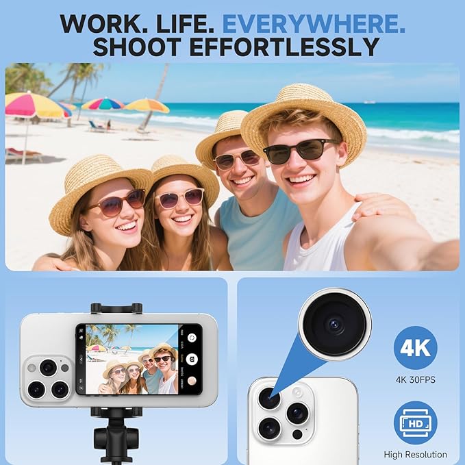 Bouvardia for Magnetic Vlog Selfie Monitor Screen, Zero-Lag Screen Sharing, 2000mAh Battery, Back Rear Camera Monitor with Bluetooth for Live Streaming and TikTok, Compatible with iPhone and Android