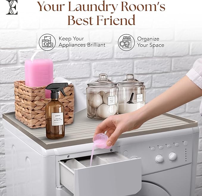 2 PC Washer and Dryer Top Cover Protectors 25" x 25", Laundry Machine Dust Guards (Beige (Sand))